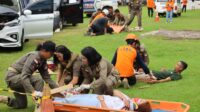Latihan Bersama Simulasi Road Accident Rescue (RAR) pada Rabu (9/7/ 2025) , bertempat di Lapangan Kantor Bupati Minahasa Selatan.