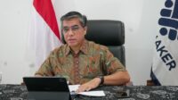 Menaker Yassierli saat memberikan sambutan secara virtual dalam Rapat Kerja Nasional (Rakernas) Perhimpunan Spesialis Kedokteran Okupasi Indonesia (PERDOKI)